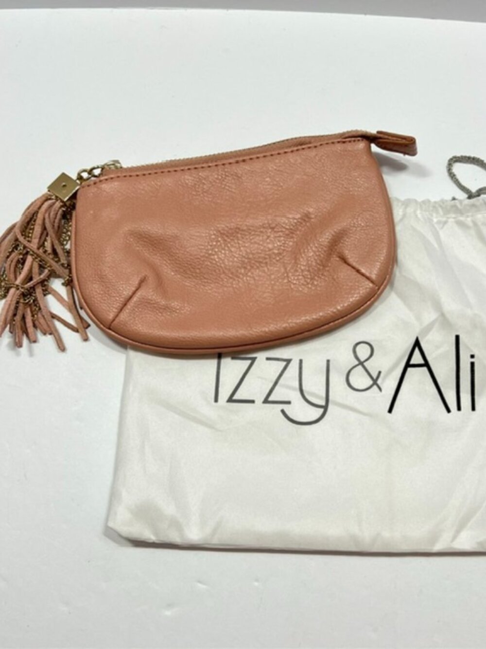 Izzy & Ali Tassel Coin Purse/Clutch Vegan Leather Mauve Gold-tone hardware